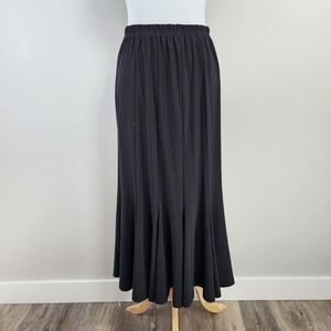 Vintage 90s Black Midi Skirt Size 10 Witchy Whimsigoth Goth Formal Funeral Flare